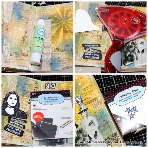 Brilliant and Resilient Art Journal Page by Connie Mercer for Scrapbook Adhesives by 3L 