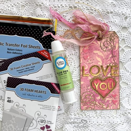 Love Tag with Glue Resist Background by Judy Hayes for Scrapbook Adhesives by 3L