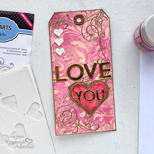 Love Tag with Glue Resist Background by Judy Hayes for Scrapbook Adhesives by 3L