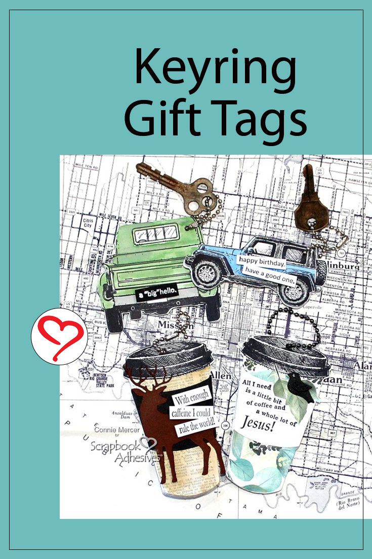 Keyring Gift Tags by Connie Mercer for Scrapbook Adhesives by 3L Pinterest