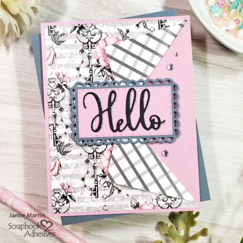 Folded Paper Hello Card by Jamie Martin for Scrapbook Adhesives by 3L 