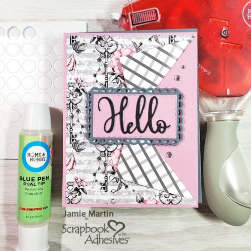 Folded Paper Hello Card by Jamie Martin for Scrapbook Adhesives by 3L