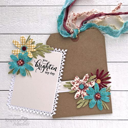 Pocket Tag with Fabric Flowers by Judy Hayes for Scrapbook Adhesives by 3L 