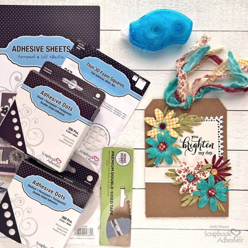 Pocket Tag with Fabric Flowers by Judy Hayes for Scrapbook Adhesives by 3L 