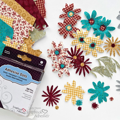 Pocket Tag with Fabric Flowers by Judy Hayes for Scrapbook Adhesives by 3L