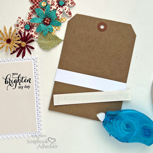Pocket Tag with Fabric Flowers by Judy Hayes for Scrapbook Adhesives by 3L