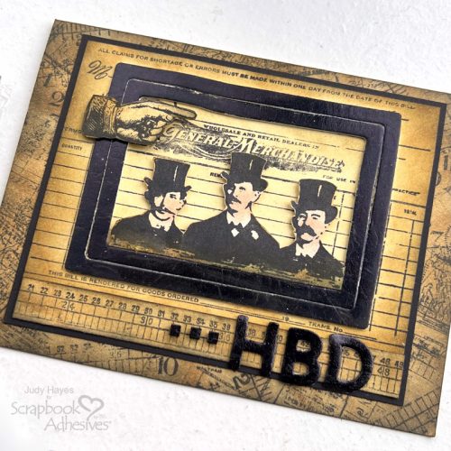 Masculine HBD Card by Judy Hayes for Scrapbook Adhesives by 3L 