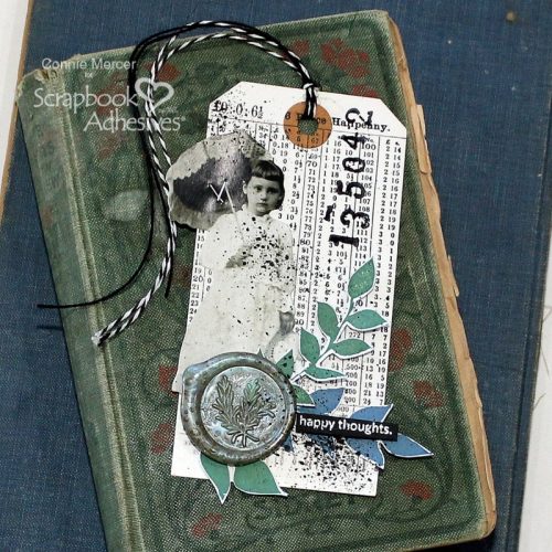 Happy Thoughts Mixed Media Tag by Connie Mercer for Scrapbook Adhesives by 3L 