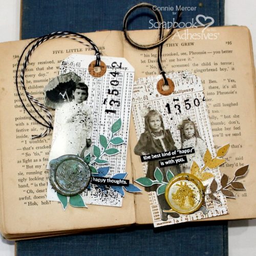 Happy Thoughts Mixed Media Tag by Connie Mercer for Scrapbook Adhesives by 3L 