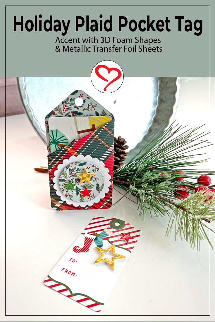 Holiday Plaid Pocket Tag by Margie Higuchi for Scrapbook Adhesives by 3L Pinterest 