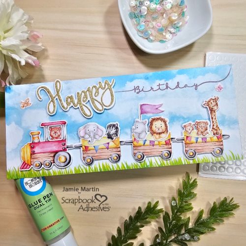 Animal Train Birthday Card by Jamie Martin for Scrapbook Adhesives by 3L 
