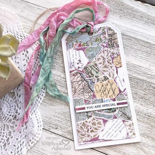 Collage Tag with Metallic Transfer Foil by Judy Hayes for Scrapbook Adhesives by 3L 