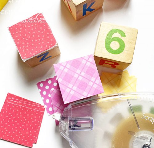 Upcycled Wood Blocks Home Decor by Teri Anderson for Scrapbook Adhesives by 3L