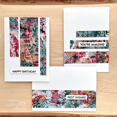 Mixed Media Strips Cards by Judy Hayes for Scrapbook Adhesives by 3L 