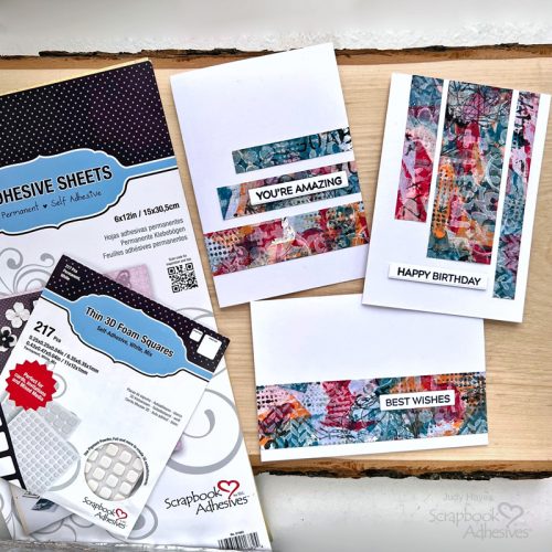 Mixed Media Strips Cards by Judy Hayes for Scrapbook Adhesives by 3L 