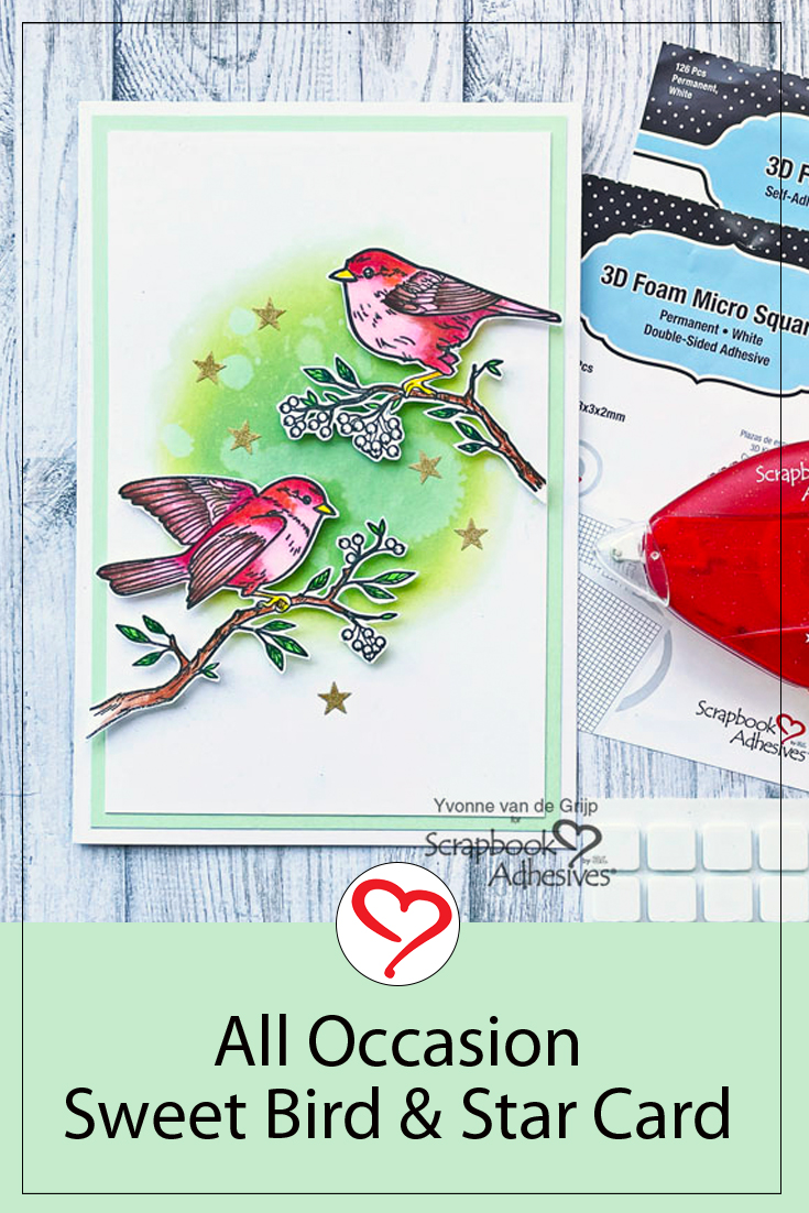 All Occasion Sweet Bird and Star Card by Yvonne van de Grijp for Scrapbook Adhesives by 3L Pinterest 