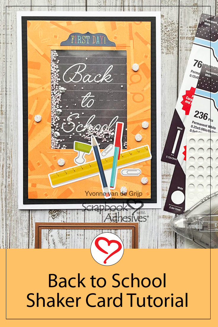 Back to School Shaker Card by Yvonne van de Grijp for Scrapbook Adhesives by 3L Pinterest 