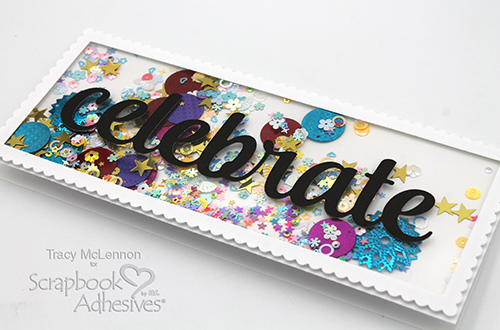 Celebrate Shaker Slimline Card by Tracy McLennon for Scrapbook Adhesives by 3L 