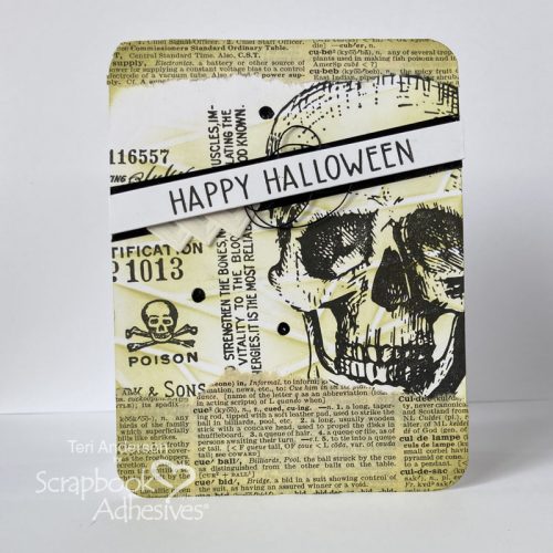 Vintage Happy Halloween Skull Card by Teri Anderson for Scrapbook Adhesives by 3L Blog