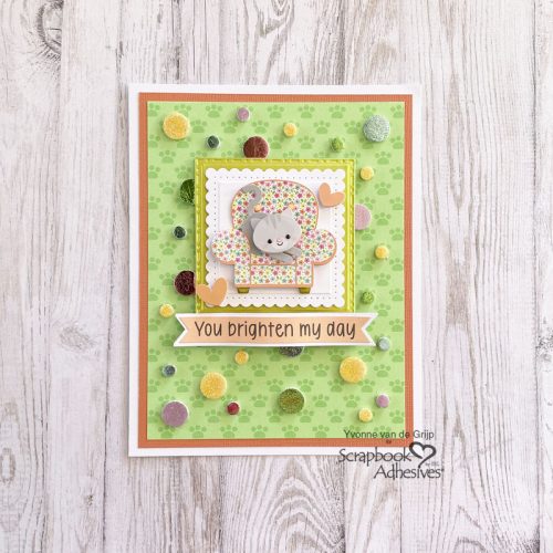 Dotted Kitten Card by Yvonne van de Grijp for Scrapbook Adhesives by 3L 