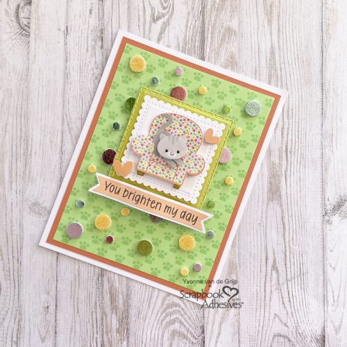 Dotted Kitten Card by Yvonne van de Grijp for Scrapbook Adhesives by 3L 