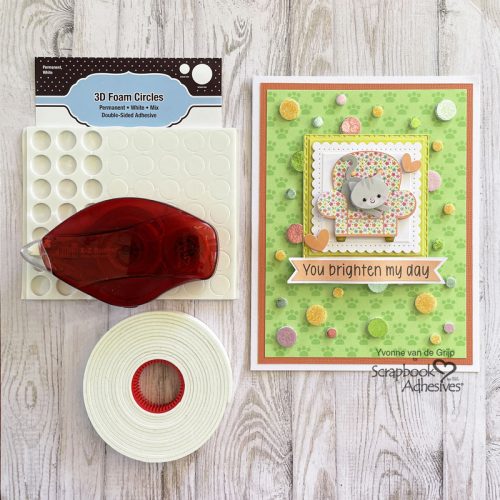 Dotted Kitten Card by Yvonne van de Grijp for Scrapbook Adhesives by 3L 