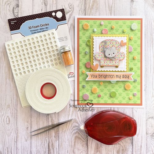 Dotted Kitten Card by Yvonne van de Grijp for Scrapbook Adhesives by 3L 