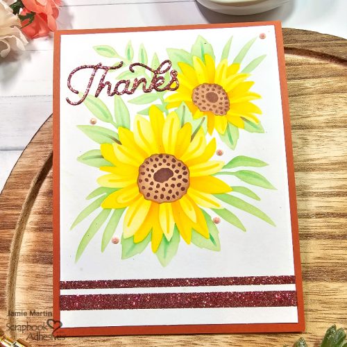 Stenciled Daisies Thanks Card by Jamie Martin for Scrapbook Adhesives by 3L 