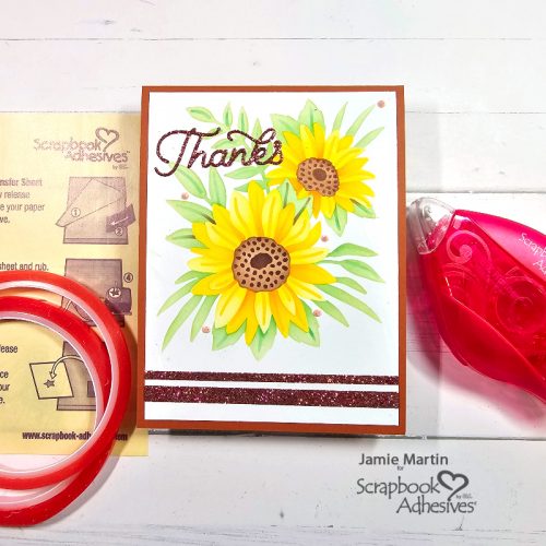 Stenciled Daisies Thanks Card by Jamie Martin for Scrapbook Adhesives by 3L 