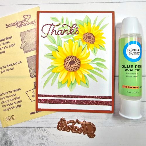 Stenciled Daisies Thanks Card by Jamie Martin for Scrapbook Adhesives by 3L 