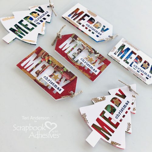 Upcycled Christmas Gift Tags by 
Teri Anderson for Scrapbook Adhesives by 3L 