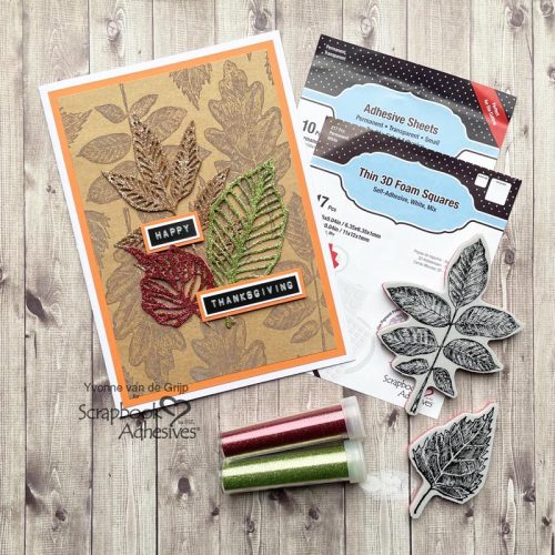 Glittered Thanksgiving Card by Yvonne van de Grijp for Scrapbook Adhesives by 3L 