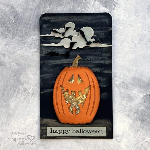 Halloween Pumpkin Shaker Card by Judy Hayes for Scrapbook Adhesives by 3L 