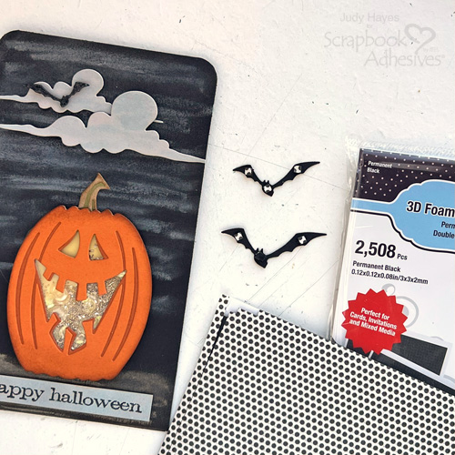 Halloween Pumpkin Shaker Card by Judy Hayes for Scrapbook Adhesives by 3L 