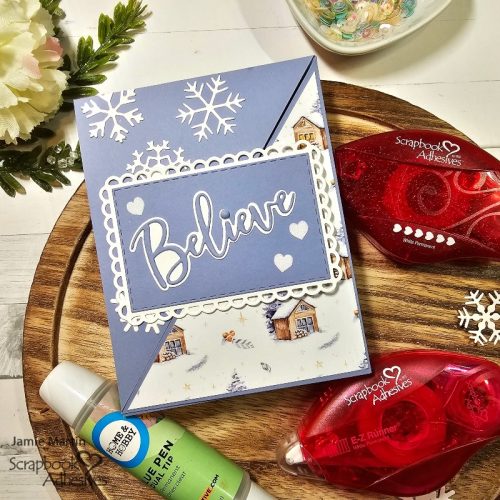 Fun Fold Believe Holiday Card by Jamie Martin for Scrapbook Adhesives by 3L 