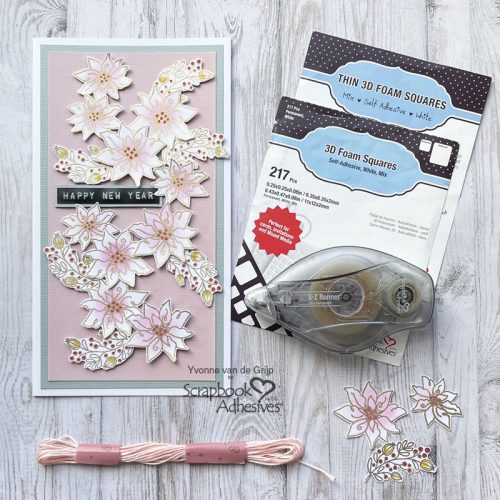 Dimensional Floral New Year Card by Yvonne van de Grijp for Scrapbook Adhesives by 3L 