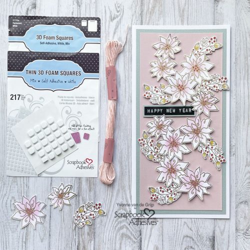 Dimensional Floral New Year Card by Yvonne van de Grijp for Scrapbook Adhesives by 3L 