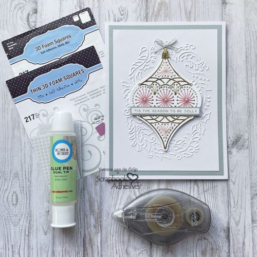 Embroidered Bauble Card by Yvonne van de Grijp for Scrapbook Adhesives by 3L 