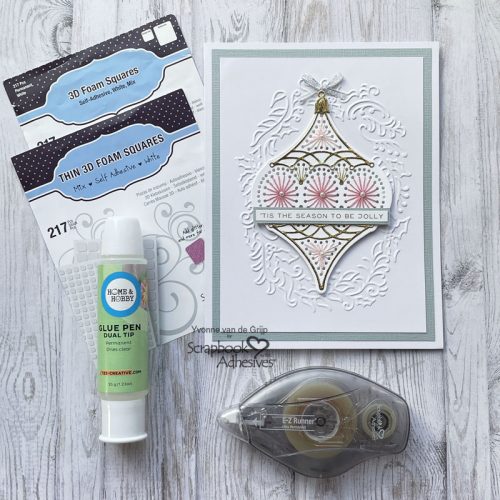 Embroidered Bauble Card by Yvonne van de Grijp for Scrapbook Adhesives by 3L