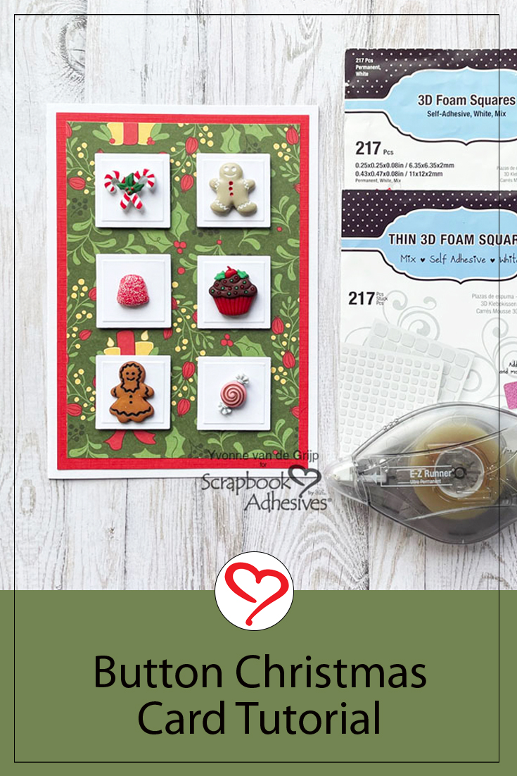 Button Christmas Card by Yvonne van de Grijp for Scrapbook Adhesives by 3L Pinterest 