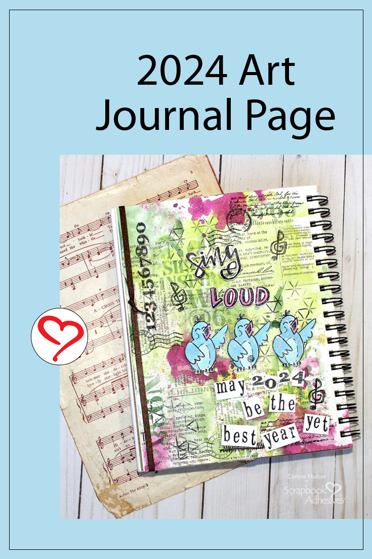 2024 Art Journal Page by Connie Mercer for Scrapbook Adhesives by 3L Pinterest 