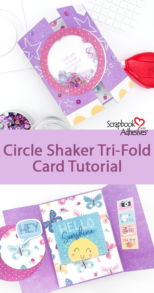 Circle Shaker Tri-Fold Card by Emily Moore for Scrapbook Adhesives by 3L Pinterest 