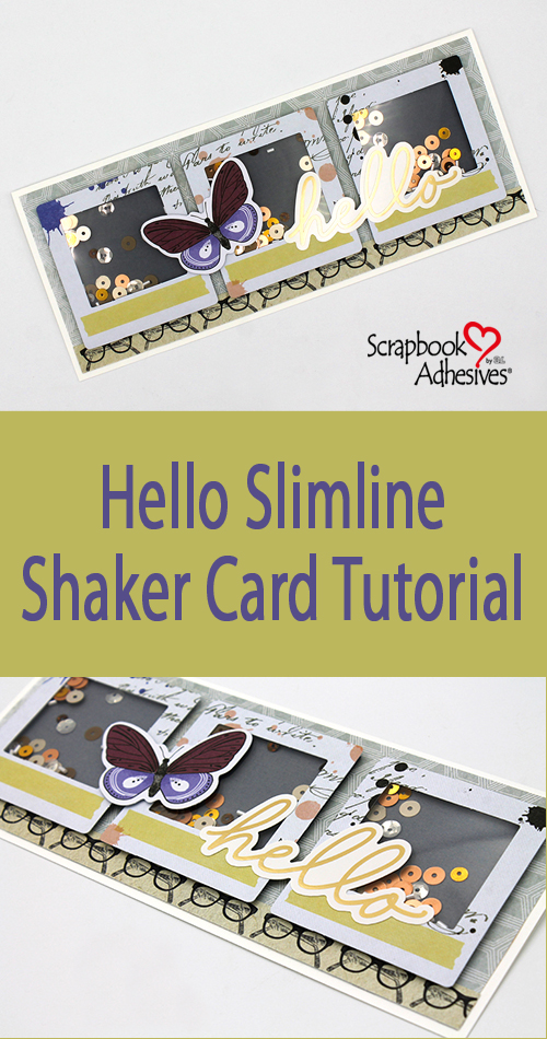 Hello Slimline Shaker Card by Tracy McLennon for Scrapbook Adhesives by 3L Pinterest 