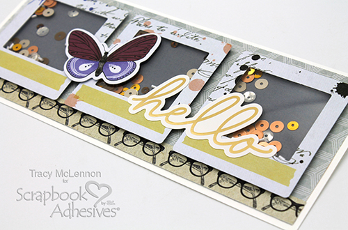 Hello Slimline Shaker Card by Tracy McLennon for Scrapbook Adhesives by 3L 
