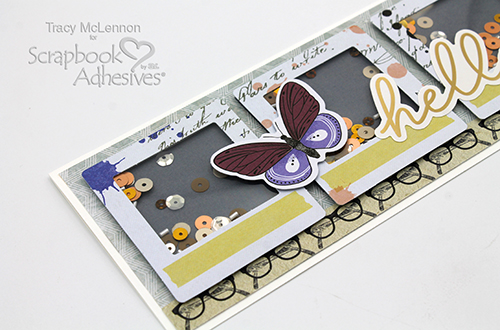 Hello Slimline Shaker Card by Tracy McLennon for Scrapbook Adhesives by 3L 