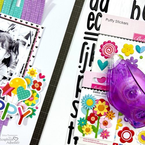 Colorful Happy Scrapbook Layout by Erica Thompson for Scrapbook Adhesives by 3L 