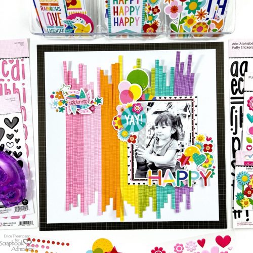 Colorful Happy Scrapbook Layout by Erica Thompson for Scrapbook Adhesives by 3L 