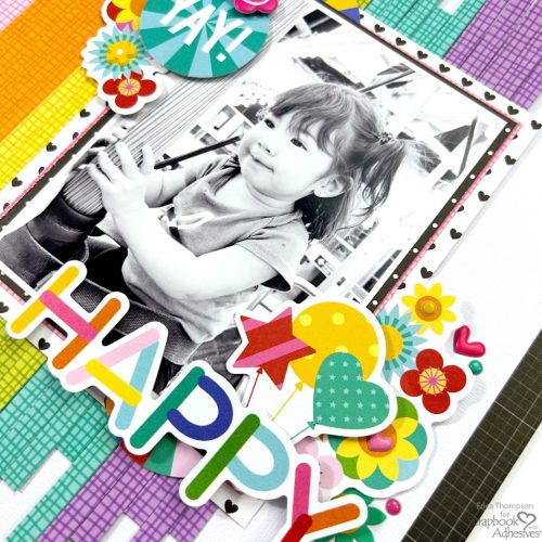 Colorful Happy Scrapbook Layout by Erica Thompson for Scrapbook Adhesives by 3L 