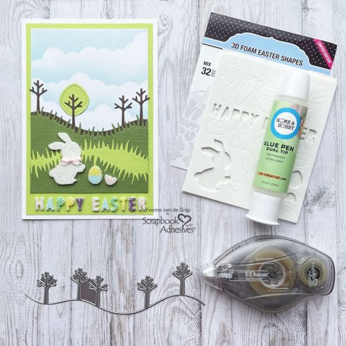 Happy Easter Scenery Card by Yvonne van de Grijp for Scrapbook Adhesives by 3L 