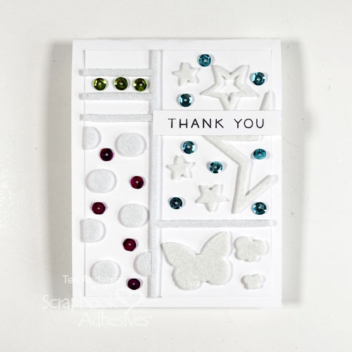 Flocked Thank You Card by Teri Anderson for Scrapbook Adhesives by 3L